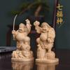 Hanro Art Carving Daikokuten and Ebisu Buddhist Wood Hinoki Brought Good Business and Protection from Evil H x W x Figurine, Statue, Carving, Wood,