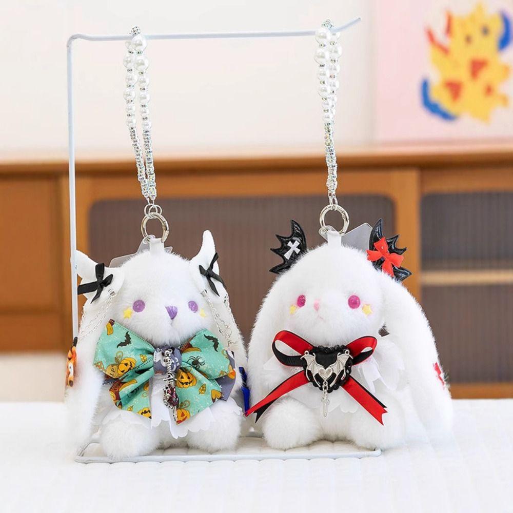 Cartoon Plush Rabbit Keychain Princess Pearl Dress Drooping Ear Rabbit Pendant  Girl's Toy