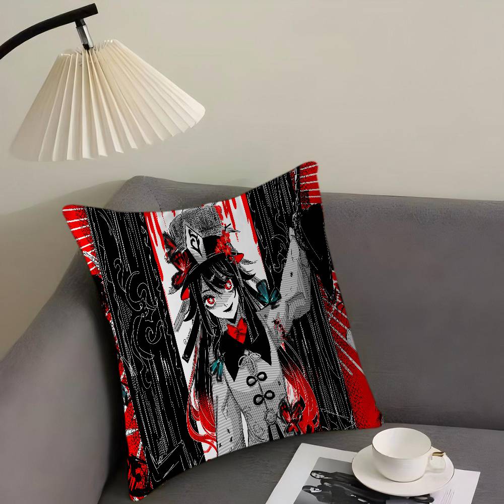 Anime Hu Tao Cushion Cover Pillowcase Upholstery Sofa Throw Pillow Home Decor Pillowcas