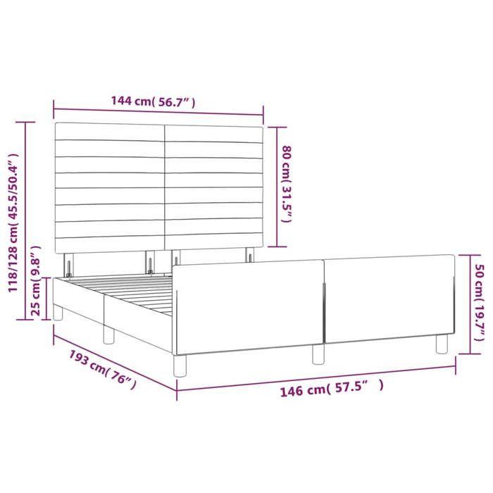 VidaXL Cadre de lit avec tête de lit Noir 140x190 cm Velours3125814