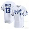 Embroidered Baseball Jersey Cap Royal Blue White Number 13 Perez Mens Sport Fall Winter
