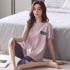 Baumwoll-Nachtwäsche Loungewear Einfarbig Pyjamas Damen Oberteile und Hosen Bedruckt Studenten-Nachtwäsche Hauskleidung 2-teiliges Set Pyjama