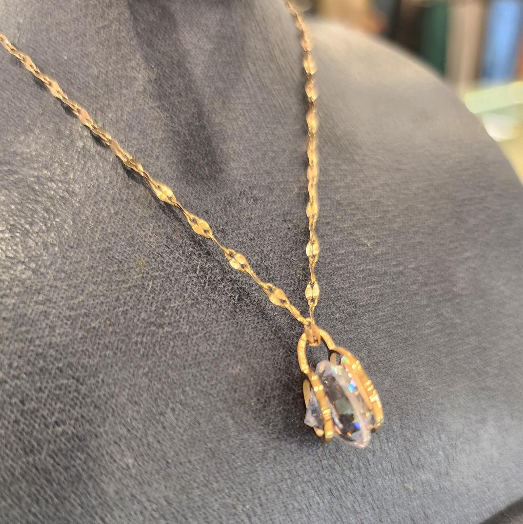 Atria H Crystal N Steel Twisted String Necklace EWSSNSC0019PKF