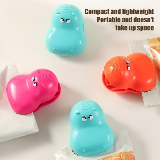 Hroch Magnetické klipy na sáčky Opakovaně použitelné plastové těsnící klipy do kuchyně na sáčky se svačinou Kreativní magnety na lednici pro skladování potravin