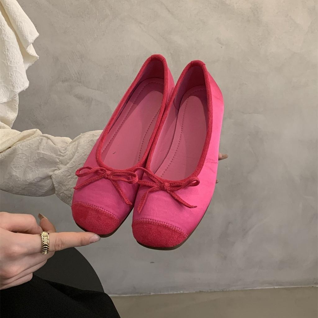 Round head shallow mouth single shoes female spring and autumn new soft leather ballet fairy wind gentle pedal soft flat beanie ladyshoes