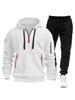 Men's Multi-Pocket Hoodie and Sweatpants Set - Solid Color, Spring/Autumn Sportswear