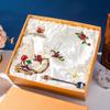 Colored Enamel Flower Glass Tea and Coffee Cup Set for Home and Office