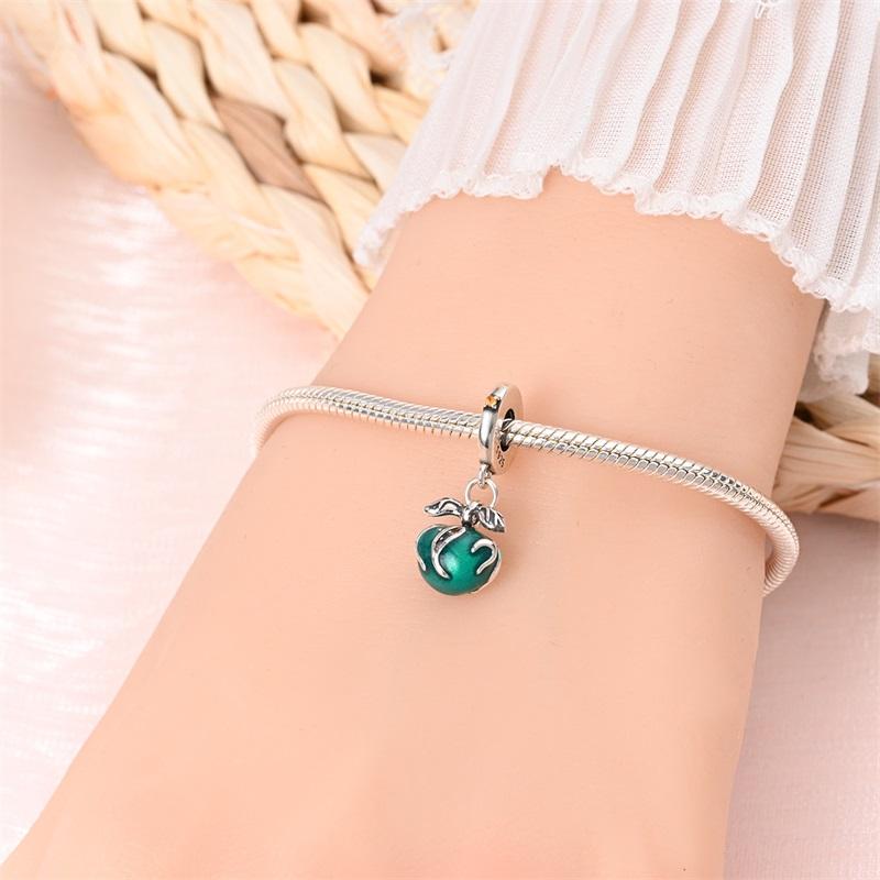Original Charms Copper Green Field Blue Apple Pendant Beads Fit Bracelet Women Jewelry Making Diy Gift