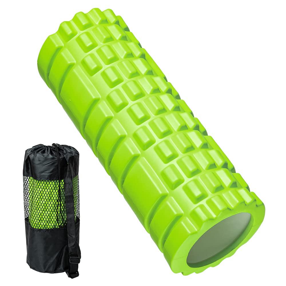 YUKOKOTI Foam Muscle Relaxation Grid Foam Stretching with Storage Bag Roller, Roller, Training, Fitness, Equipment, (Simple, Green)