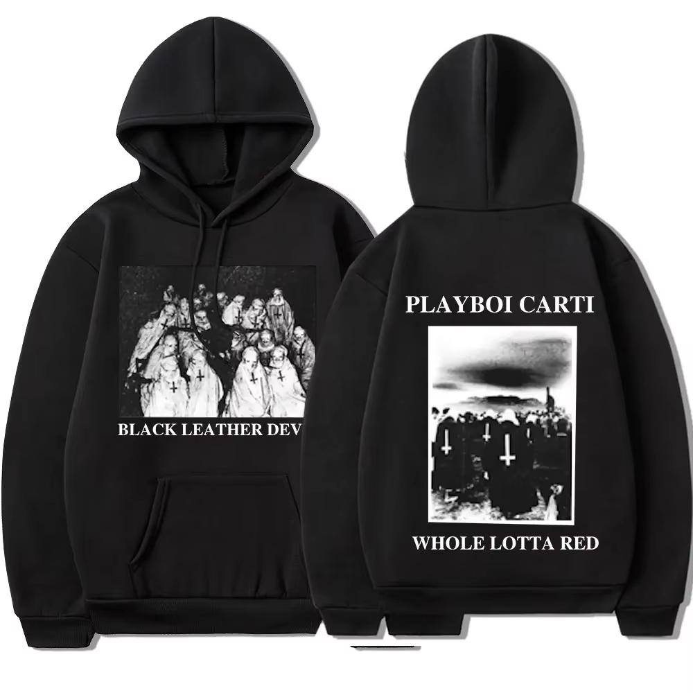 

Playboi Carti Hoodie Whole Lotta Red Music Devil Satan Sweatshirt Graphic Vintage Aesthetic Hip Hop Oversized Hoodie Streetwear M