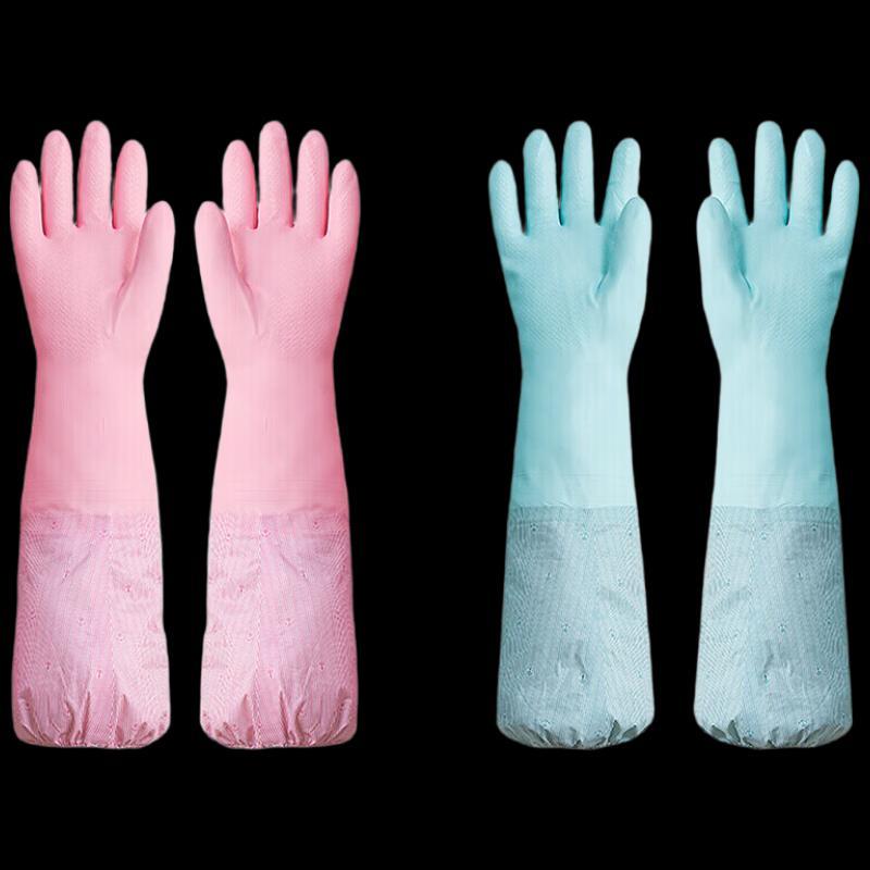 CHAHUA Fleece-Lined Rubber Dishwashing Gloves