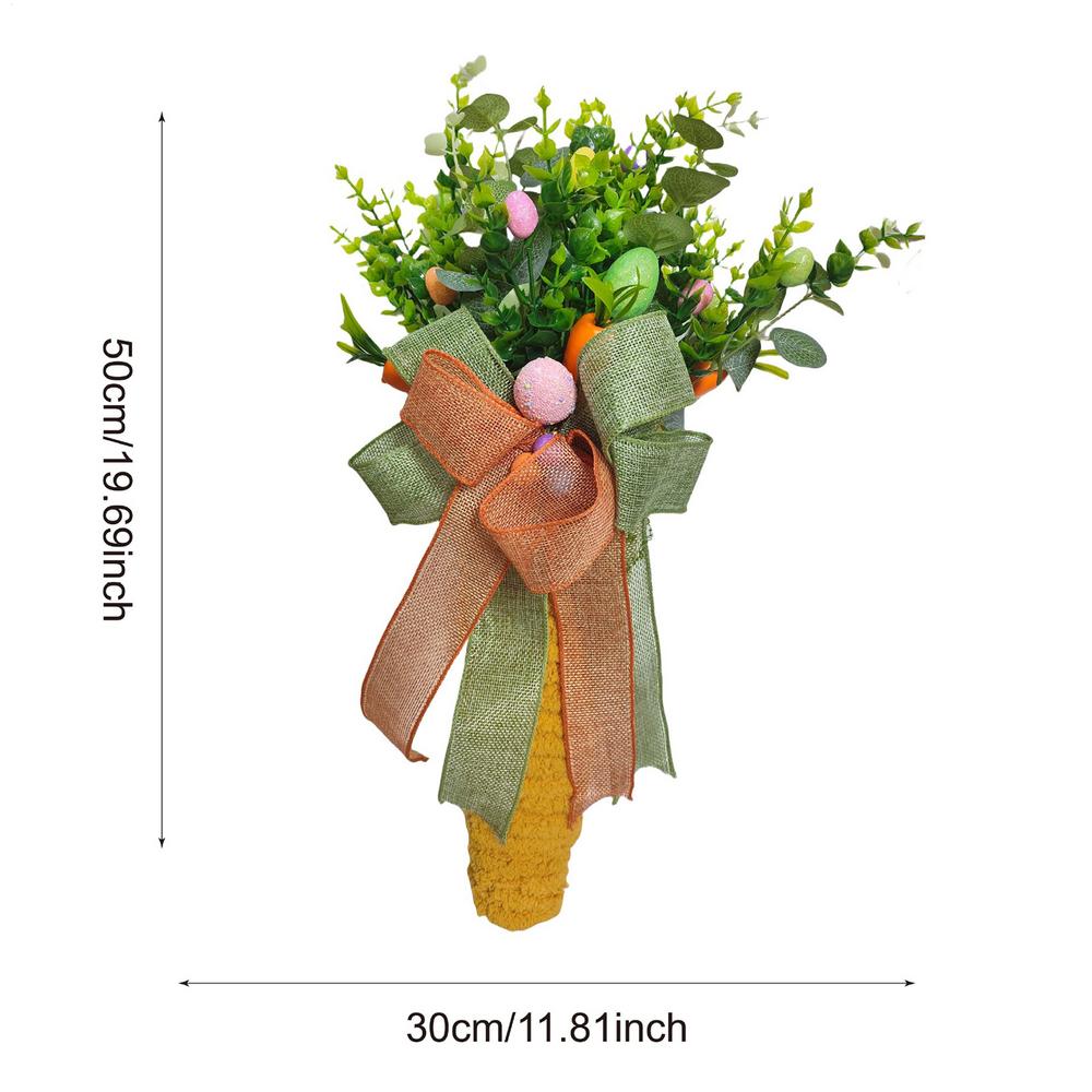 Easter Eggs Wreath Spring Season Ornaments Carrot Door Garland Happy Easter Holiday Indoor Outdoor Decorative Wreath