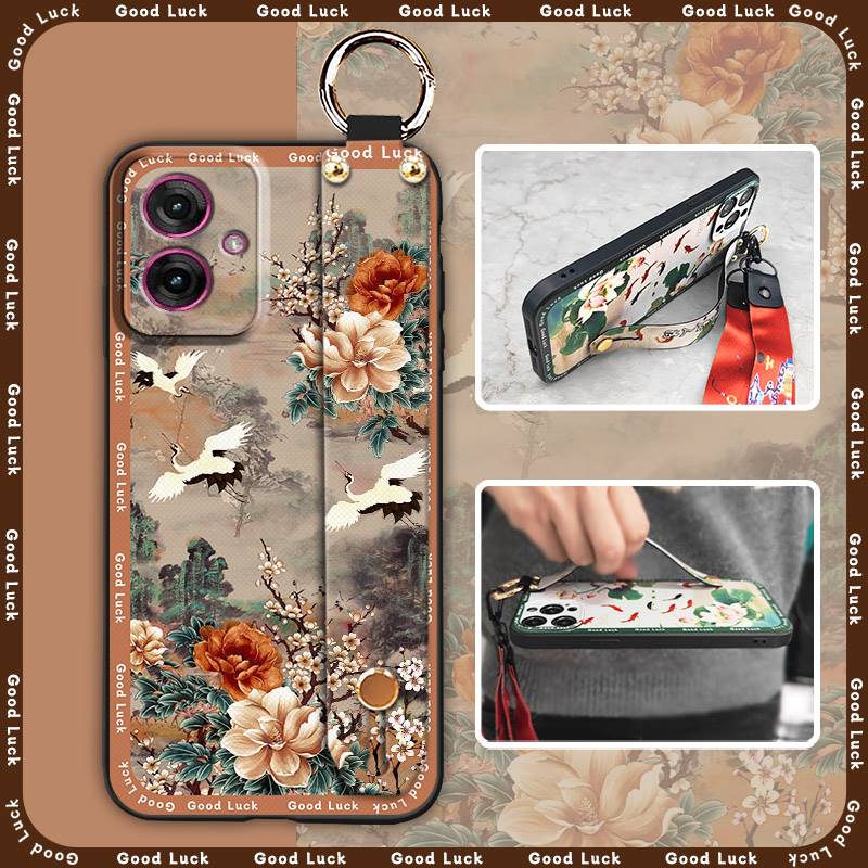 Ring Shockproof Phone Case For MOTO G55 5G Waterproof Phone Holder Silicone Protective Kickstand Anti-knock Wristband