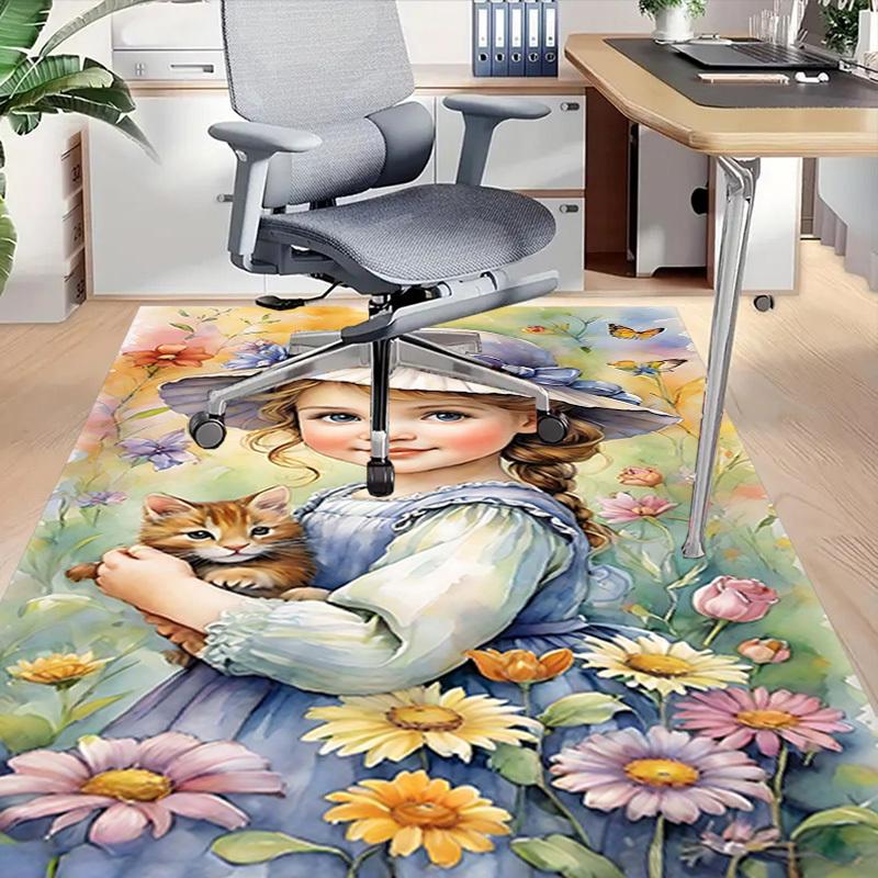 1PC girl flowers Extra Large Non Slip Floor carpet, Office, family, Studio   Large Area Rug Indoor Rugs, Bold Statement Piece