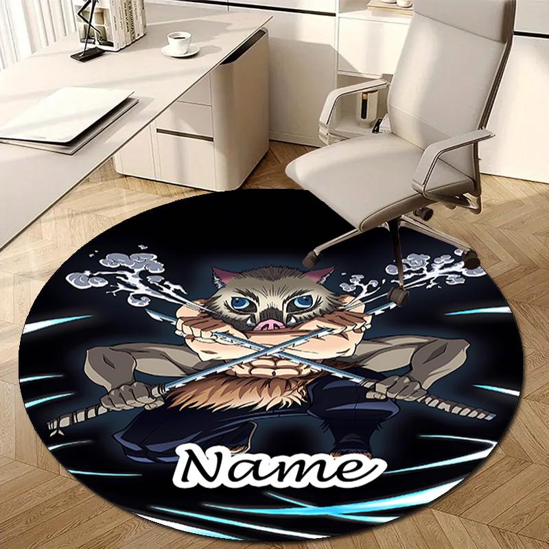 Personalized Demon Slayer Round Chair Office Rug - Perfect for Mat, Office Chair & More - Ideal Gift for Birthdays and Holidays