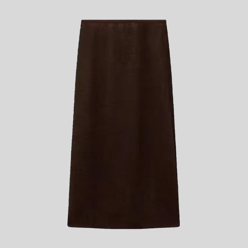 1108 A/W Wool-Blend Elastic Waist Slimming Bodycon Skirt with Back Slit
