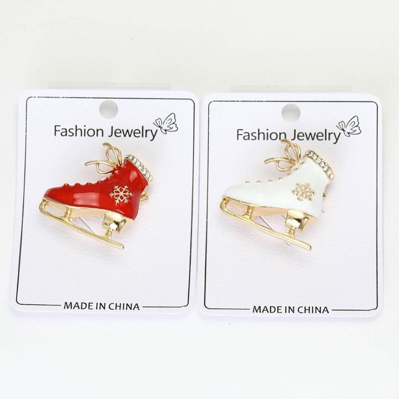 Ski Ice Skate Shoe Brooches Unisex Pins for Winter Sports Enthusiasts Casual Party Accessories