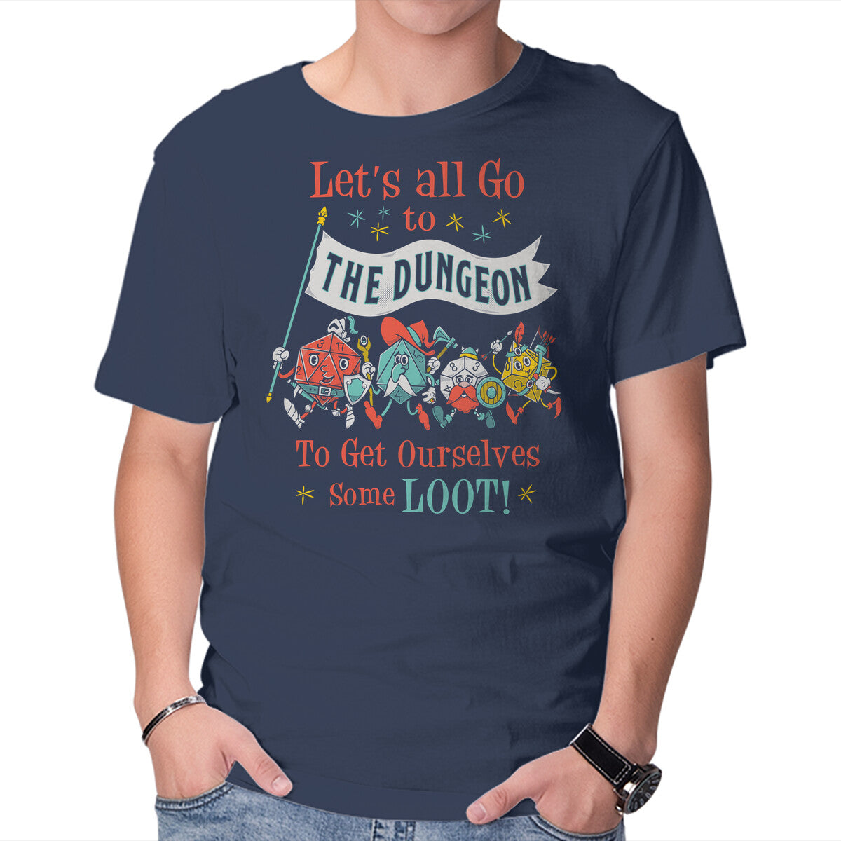 Unisex Crew Neck T-Shirt Let s Go to the Dungeon Graphic Short Sleeve Casual Tee XXL