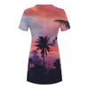 Summer Beach Dresses For Women Round Neck Printed Short Sleeve Dress