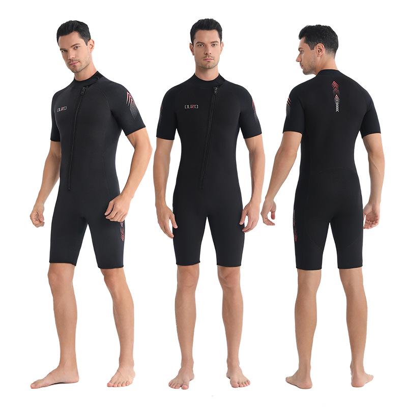 OUZO 3mm Super Elastic Short Sleeve Wetsuit - Warm, Thickened One-Piece for Cold Water Surfing, Swimming & Diving