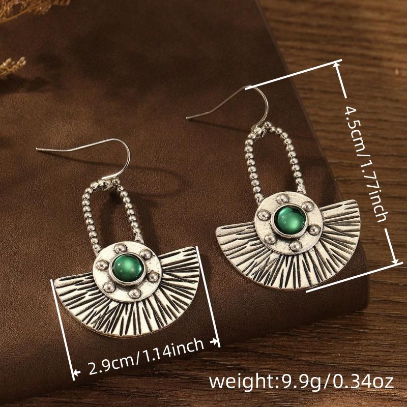 Vintage Ethnic Style Women's Earrings Bohemian Style Unique Leaf Fan-shaped Pendant Jewelry