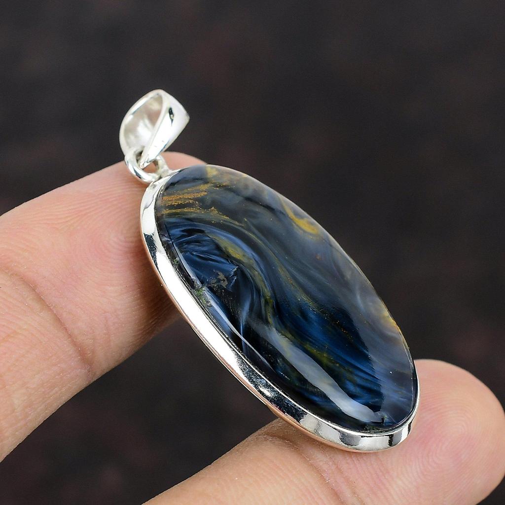Pietersite hänge Äkta ädelstens hänge 925 sterling silver hänge Handgjorda Boho smycken Etnisk stil hänge Silversmycken för present