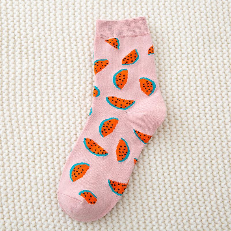 Korean & Japanese Style Women's Cute Cartoon Fruit Mid-Calf Socks for Autumn & Winter