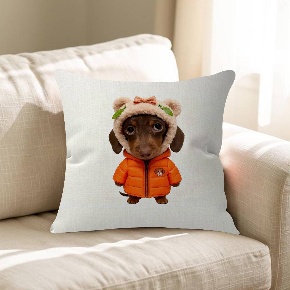 Cute Dachshund Dog Cushion Cover Inches Farmhouse Decor Home Throw Pillow Covers For Couch Decorations