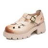 The First Layer of Cowhide Loafers Women's Summer 2025 New Leather Casual Brock Roman Platform Sandals Women's Shoes