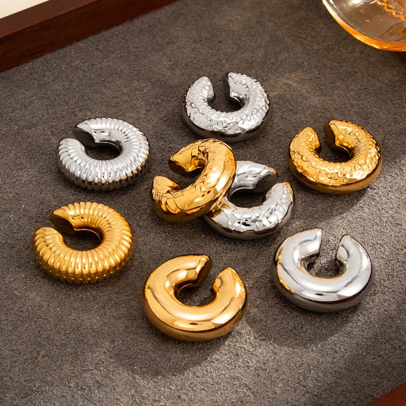 1Pcs Vintage Gold Color Round C Shape Clip Earrings for Women Punk Metal Geometric Without Piercing Cartilage Ear Cuff Jewelry