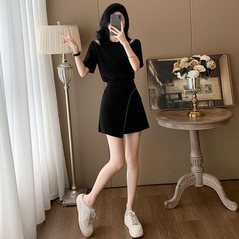 Xiaoxiangfeng High-end Fashion Suit for Women Summer Hot Girl Short-sleeved Top and Skirt Two-piece Set