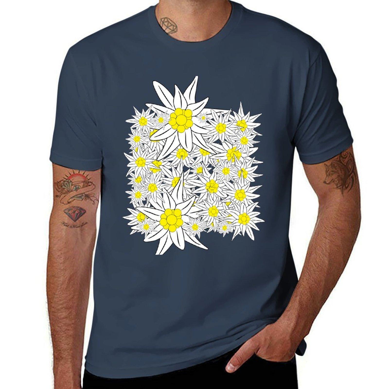 Edelweiss Pattern Tshirt Fashion Pattern Printed Tee Shirt S