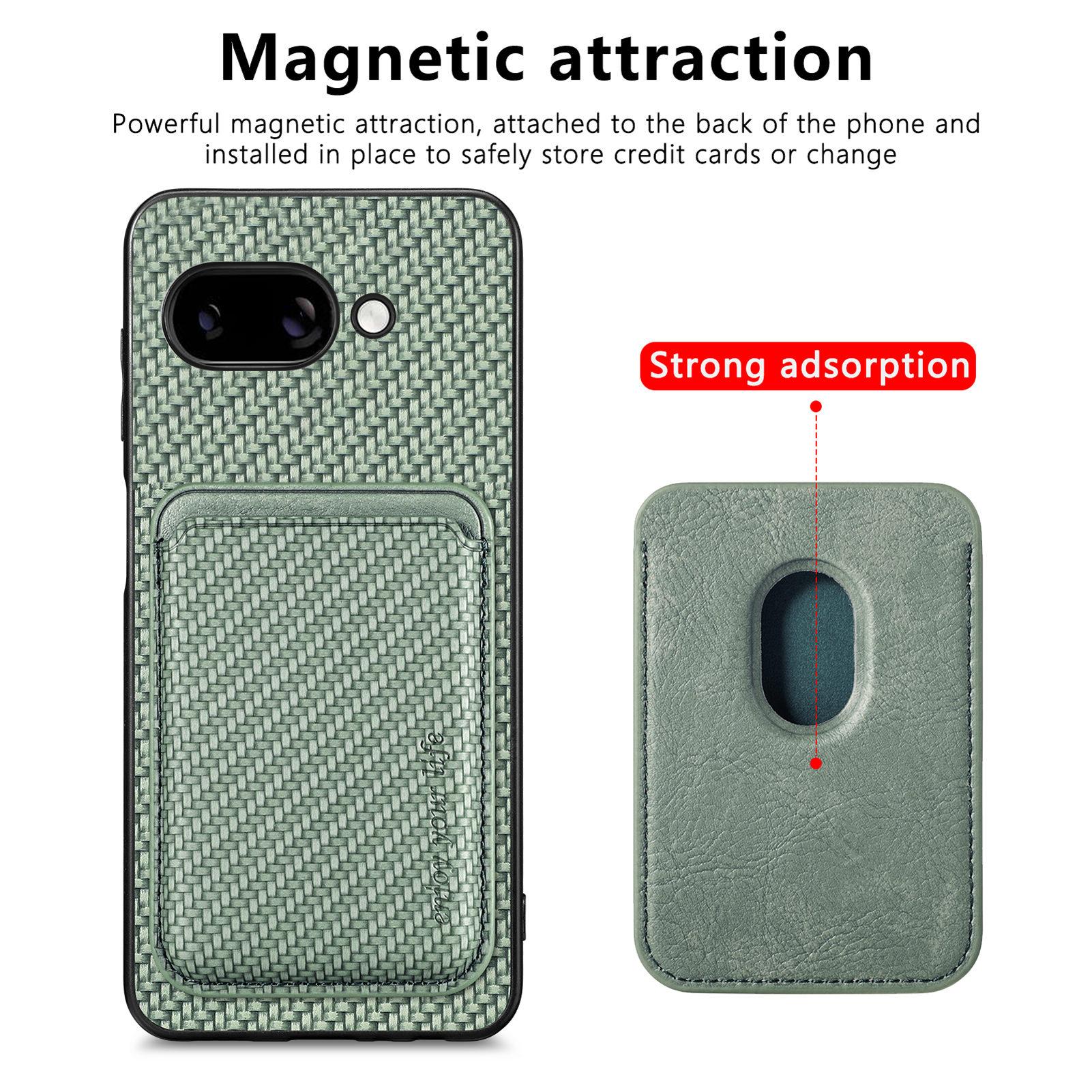 

For Google Pixel 9a Case Magnetic Detachable Card Holder Phone Back Cover Khaki