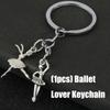 Double Theme Dance Headphone Keychain Artistic Alloy Accessory Compact Design Ballet Bag Charm Keyholder For Enthusiasts