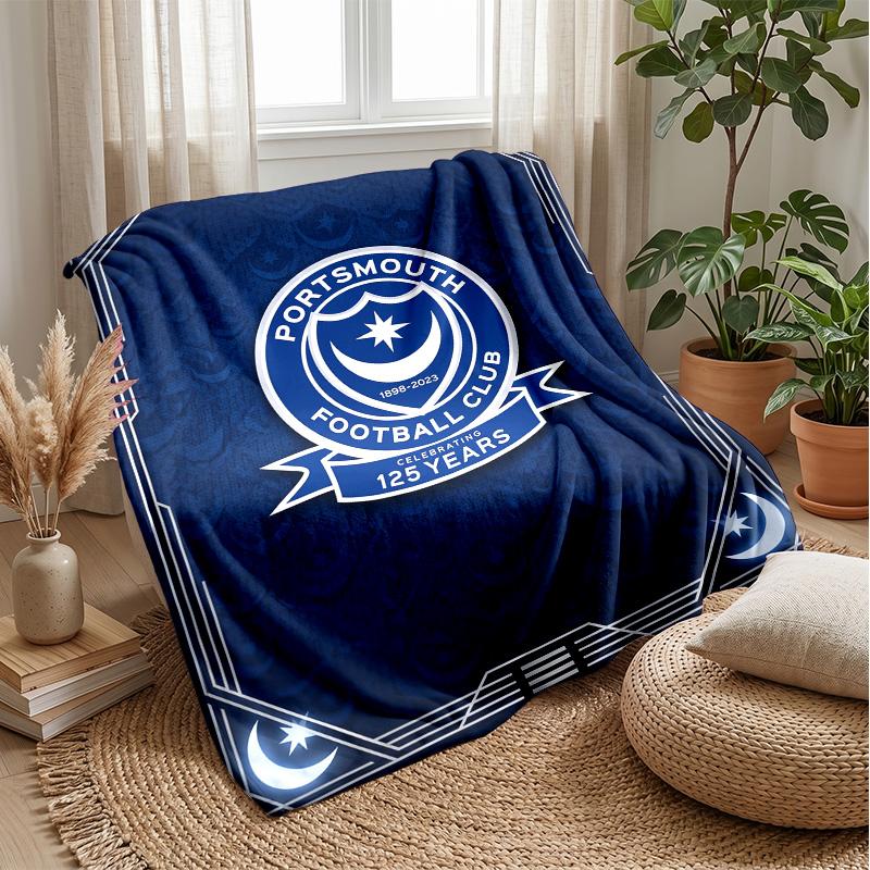 Coperta Morbida in Pile Flanella Portsmouth FC Leggera Accogliente Calda Coperta da Lancio per Divano Letto Decorazione Casa