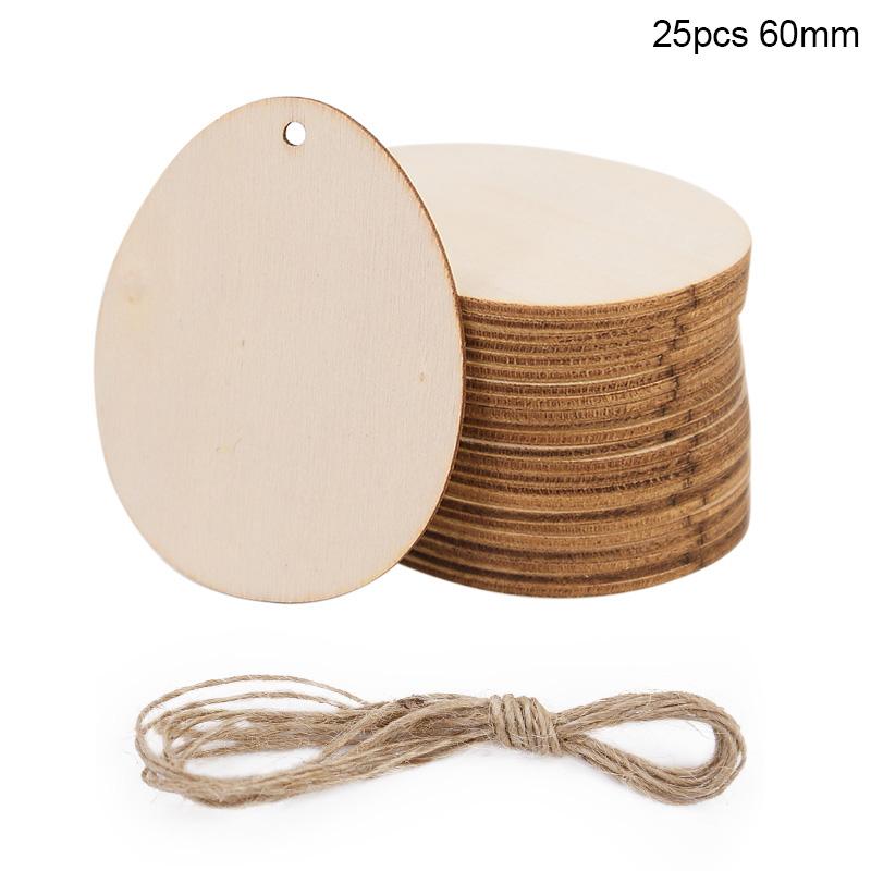 30-80mm Wooden Easter Eggs Kids DIY Painting Crafts Blank Bunny Eggs Wood Chips Happy Easter Party Home Decoration Ornament Gift