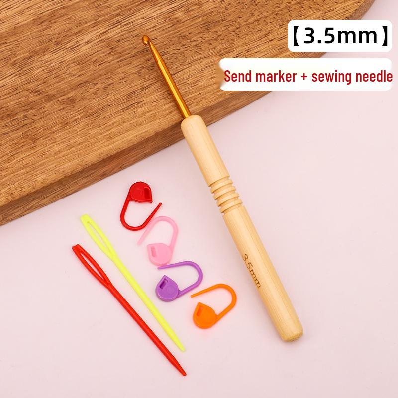 Set croșete din lemn rotunde pentru proiecte cu fir: Pulover, Păpușă, Papuci de casă și Pachet Material Tricotat