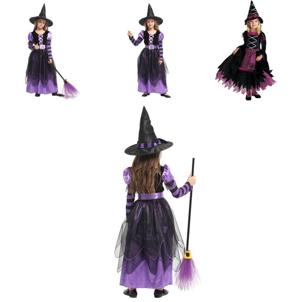 Exquisite Children's Halloween Witch Costume With Silky Fabric And Intricate Details