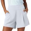 Women High Waist Pleated Athletic Yoga Shorts with Pockets Relaxed Fit Sports Casual Lounge Shorts for Workout Running Walking