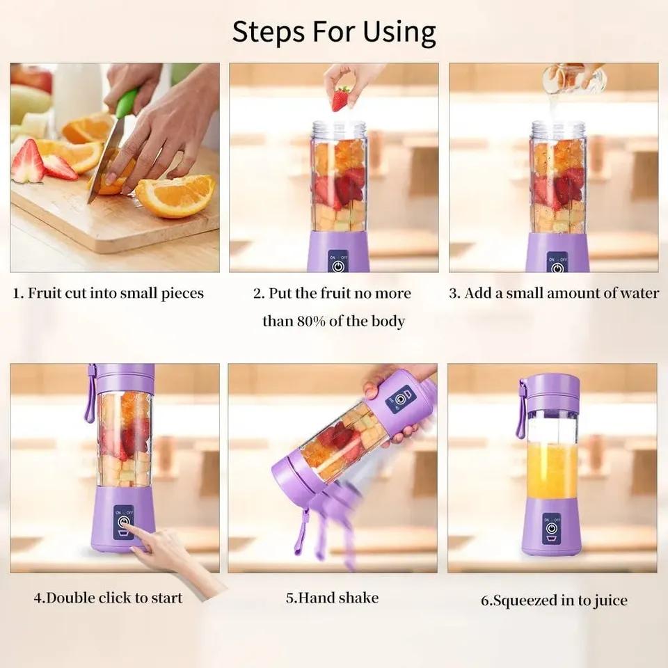 Juicer Extractor Machine Fresh Blender Electric Smart Mini Slow Citrus Vegetable Juicer Cup Bottles Press Portable USB Sugarcane