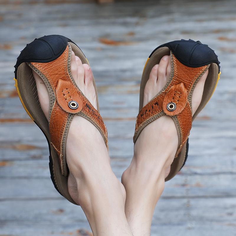 Men Flip Flops Slippers White Outdoor Summer Brown Roman Sandals Black Open Toe Beach Shoes Plus Size