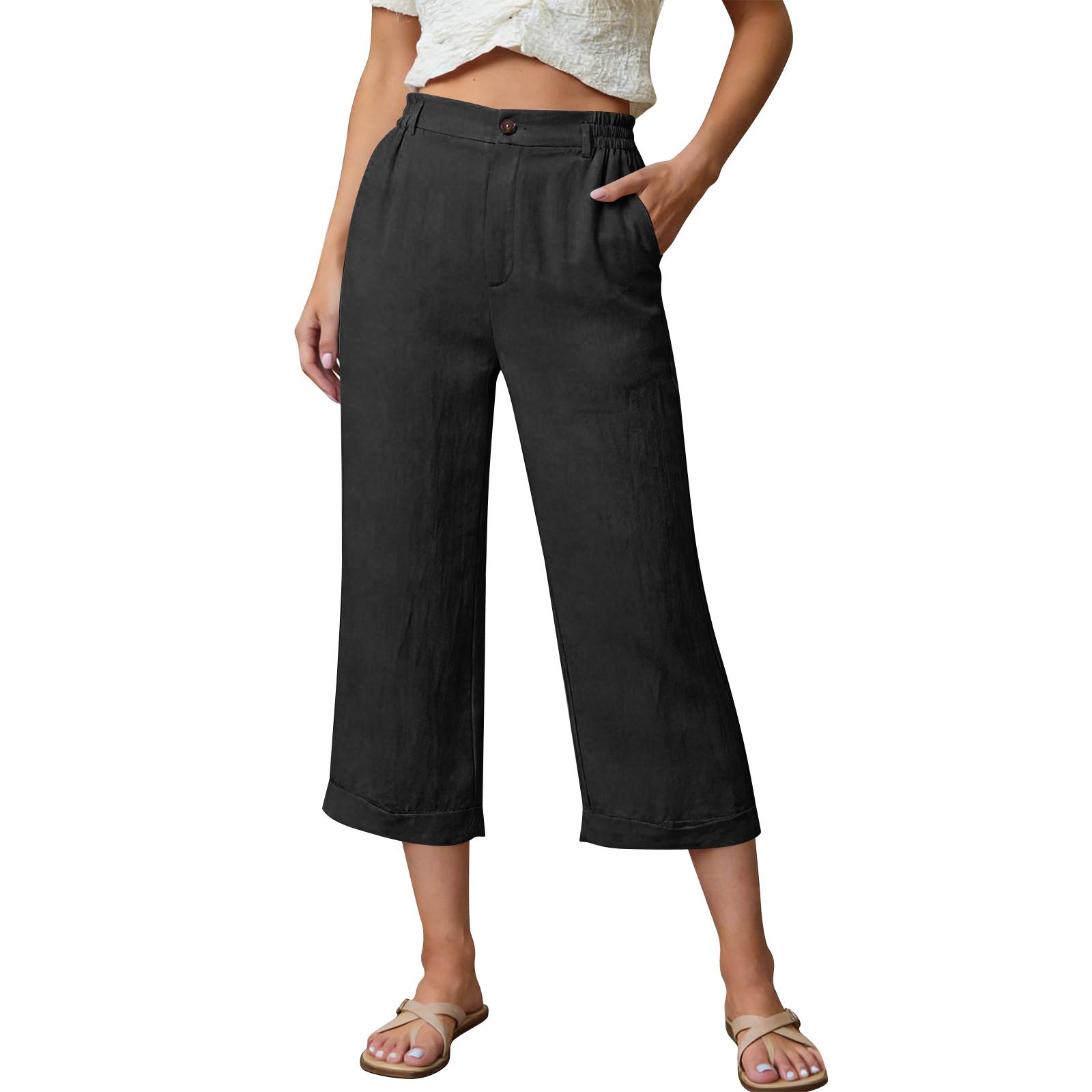 Women s Casual Fashion Pants, Casual High-Waisted Pants XL чёрный