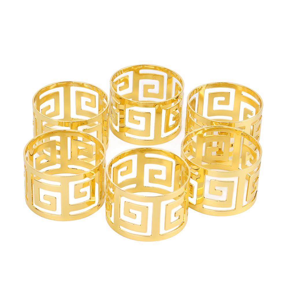 6 st Servettringset Elektroplätering Guld Ihåliga Servettringar Spännen för Middag Jubileum