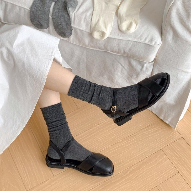 Solid Color Socks Women Bamboo Fiber Thin Breathable Summer Elastic Long Socks Korean Fashion Streetwear Black White Gray Socks