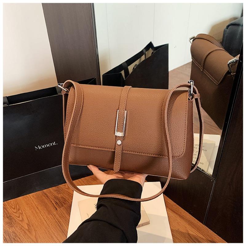 

Універсальна маленька квадратна сумка з унікальною текстурою, сумка через плече з ремінцем кавовий