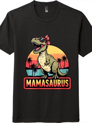 Unisex Mamasaurus T Rex Graphic Tee Retro Beach Casual Dinosaur Shirt Gift