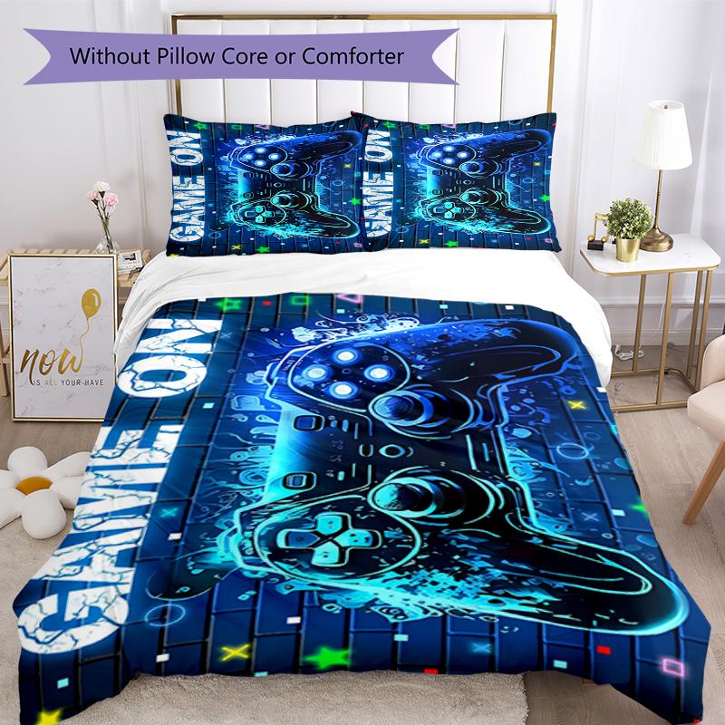 3pcs Game Controller Bedding Set Duvet Cover Closure Includes 1 Duvet Cover & 2 Pillowcases, Soft and Comfortable for All Seasons.