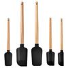 5PCS Kitchen Silicone Spatulas Set Ergonomic Wooden Handle Nonstick Cooking Utensils for Butter Mixing Jar Scraping