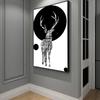 New Nordic Oil Painting Black and White Line Architectural Art Canvas Painting Living Room Corridor Office Home Decoration Mural No Frame