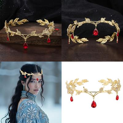 Princess Crystal Tiaras Rhinestone Headband for Special Occasion and Cosplay Event Women Elf Costume Hair Vine Headwear